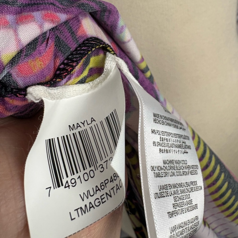 BCBG Max Azria Mayla Multicolor Striped V-Neck Long Sleeve Dress Size L - Picture 9 of 9